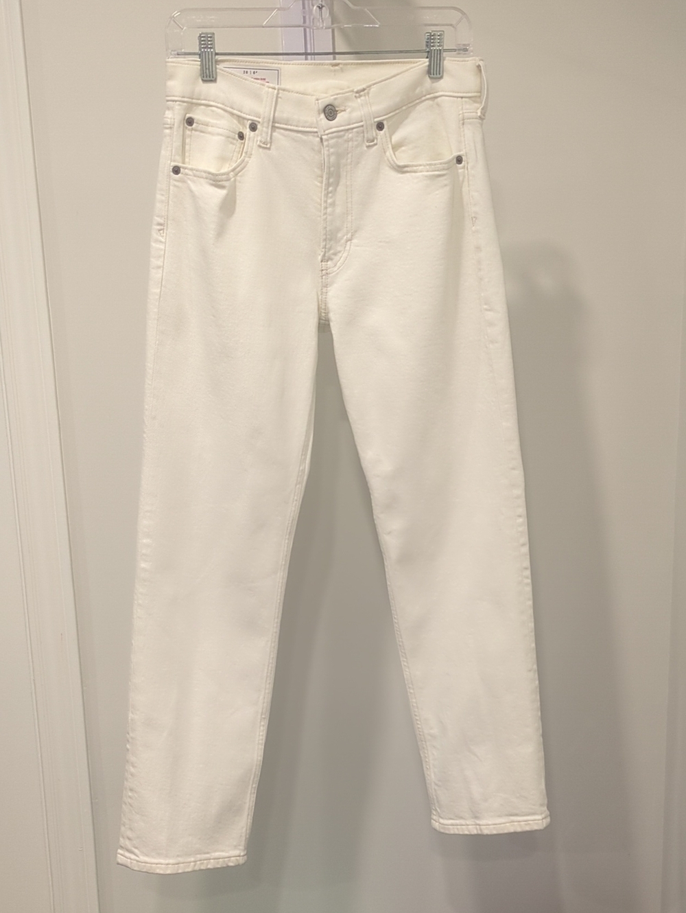 GAP 90s Straight High Rise Denim Jeans, White, size 28/6p